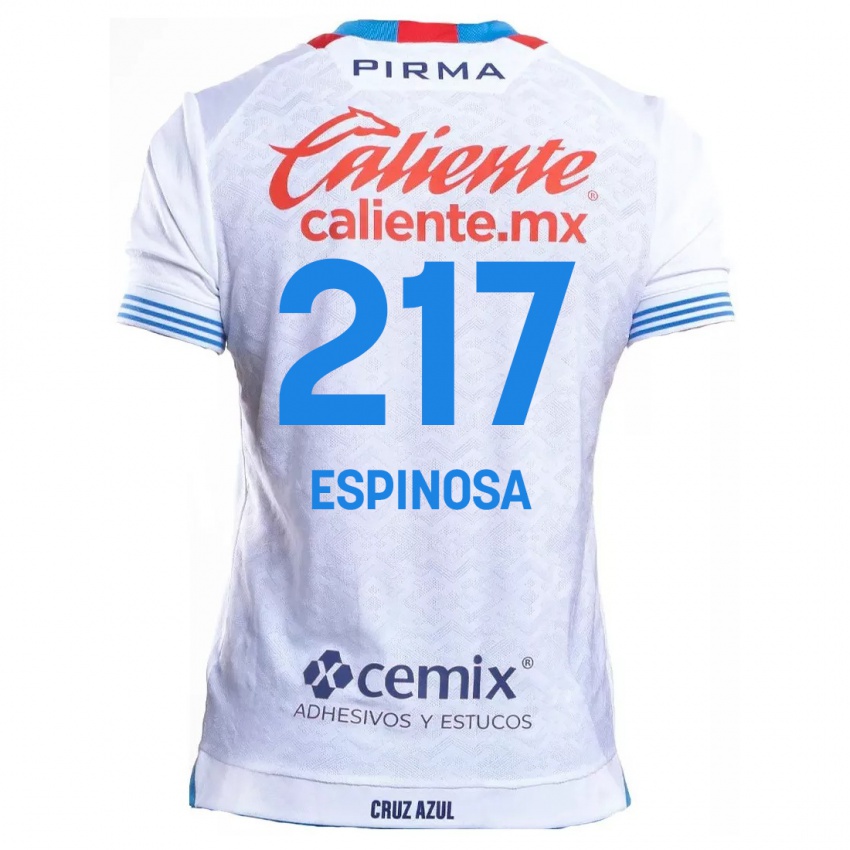 Bambino Maglia Samuel Espinosa #217 Bianco Blu Kit Gara Away 2024/25 Maglietta