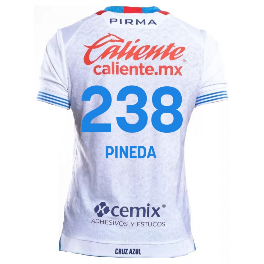 Bambino Maglia Zadiel Pineda #238 Bianco Blu Kit Gara Away 2024/25 Maglietta