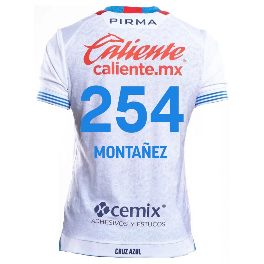 Bambino Maglia Humberto Montañez #254 Bianco Blu Kit Gara Away 2024/25 Maglietta