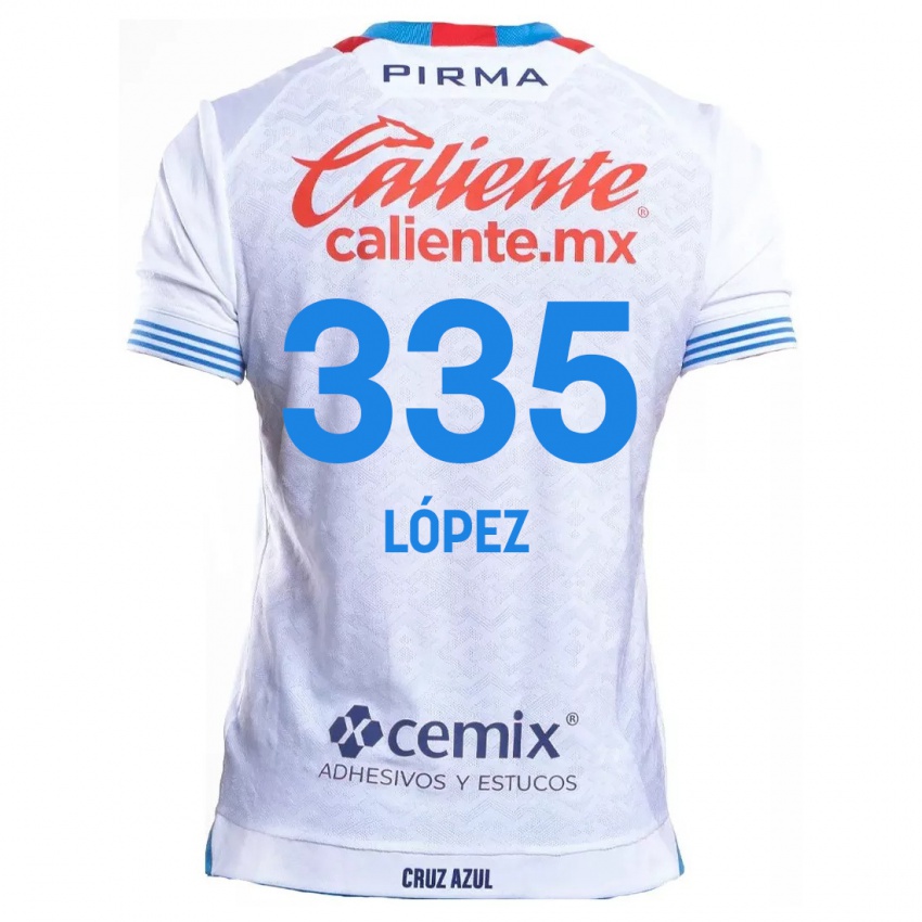 Bambino Maglia Alfredo López #335 Bianco Blu Kit Gara Away 2024/25 Maglietta