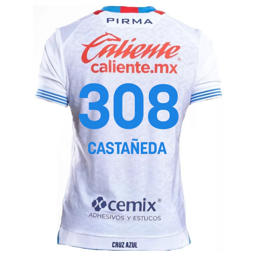 Bambino Maglia Emiliano Castañeda #308 Bianco Blu Kit Gara Away 2024/25 Maglietta