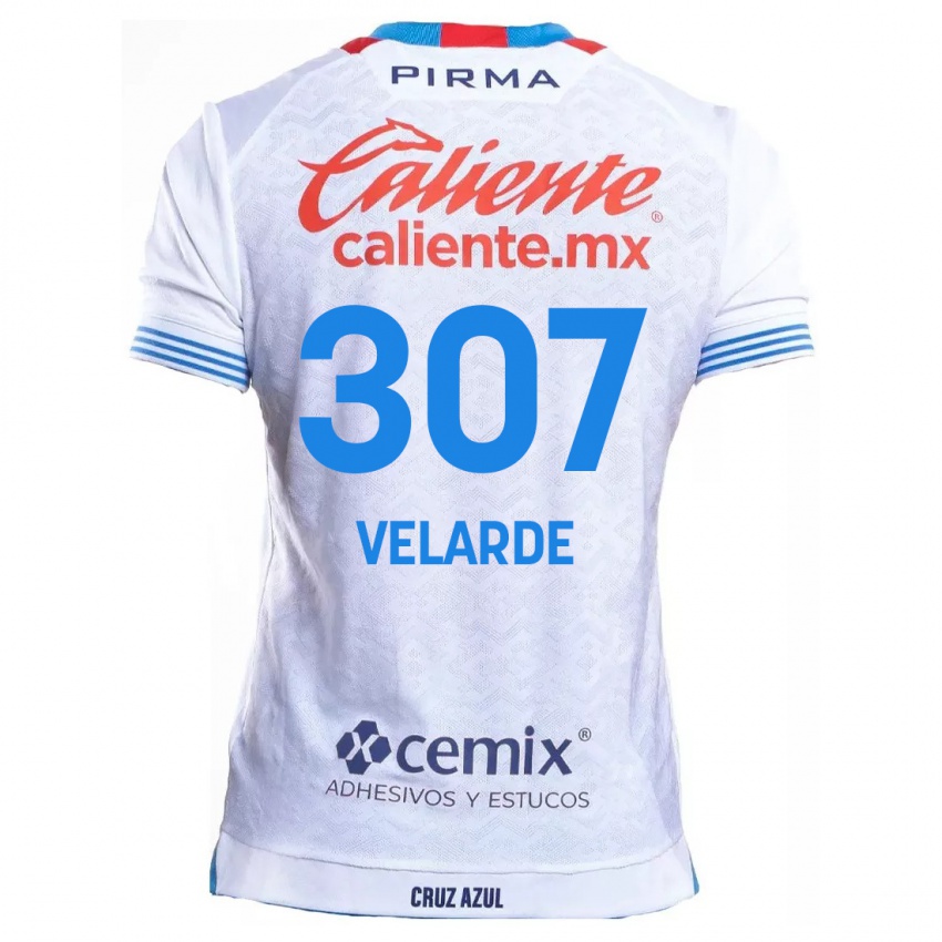 Bambino Maglia Juan Velarde #307 Bianco Blu Kit Gara Away 2024/25 Maglietta