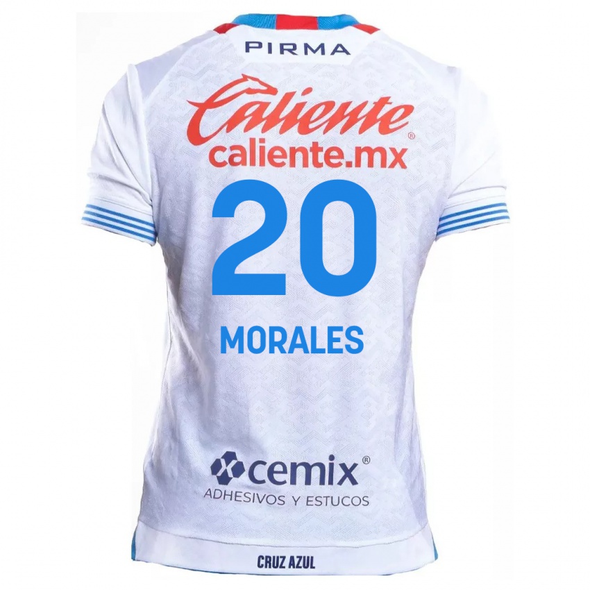 Bambino Maglia Iván Morales #20 Bianco Blu Kit Gara Away 2024/25 Maglietta