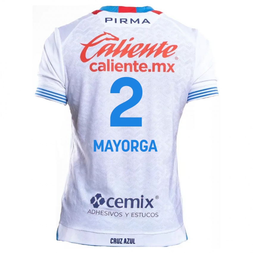 Bambino Maglia Alejandro Mayorga #2 Bianco Blu Kit Gara Away 2024/25 Maglietta