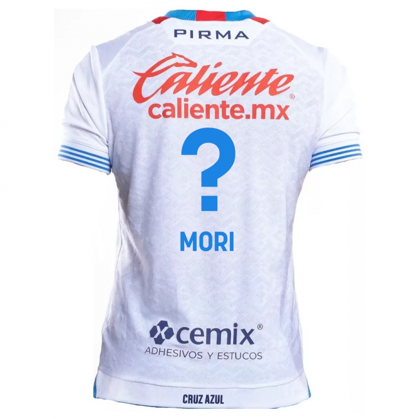 Bambino Maglia Ramiro Funes Mori #0 Bianco Blu Kit Gara Away 2024/25 Maglietta