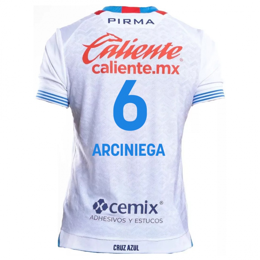 Bambino Maglia Mirelle Arciniega #6 Bianco Blu Kit Gara Away 2024/25 Maglietta