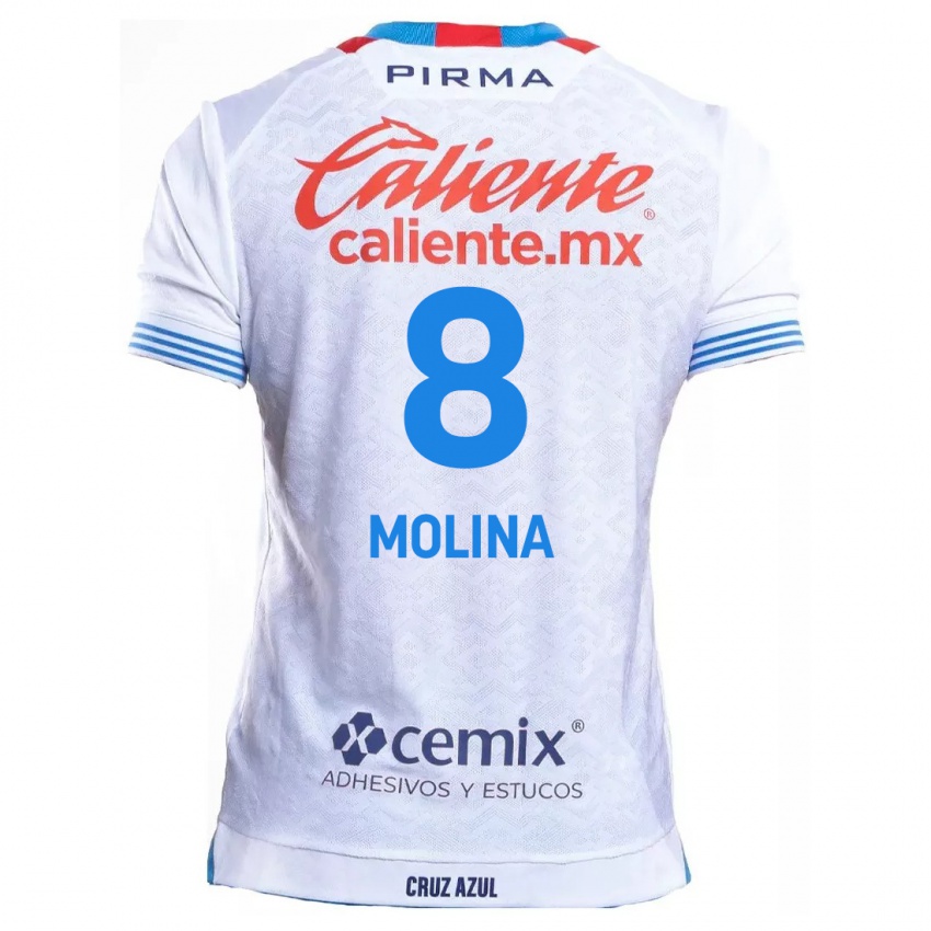 Bambino Maglia Dalia Molina #8 Bianco Blu Kit Gara Away 2024/25 Maglietta