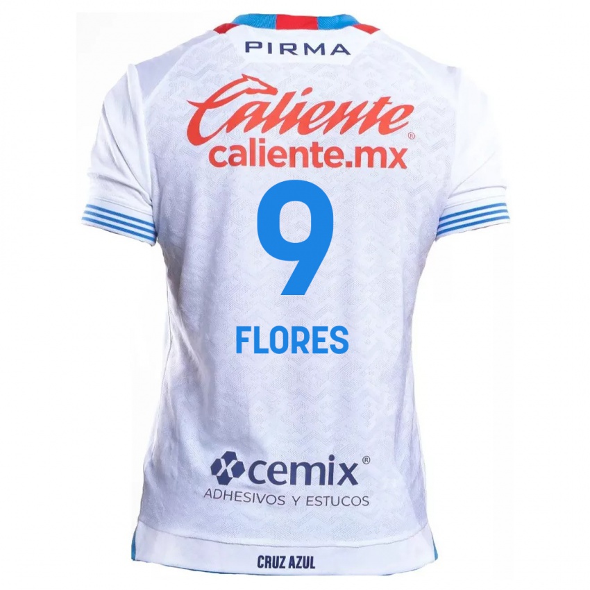 Bambino Maglia Daniela Flores #9 Bianco Blu Kit Gara Away 2024/25 Maglietta