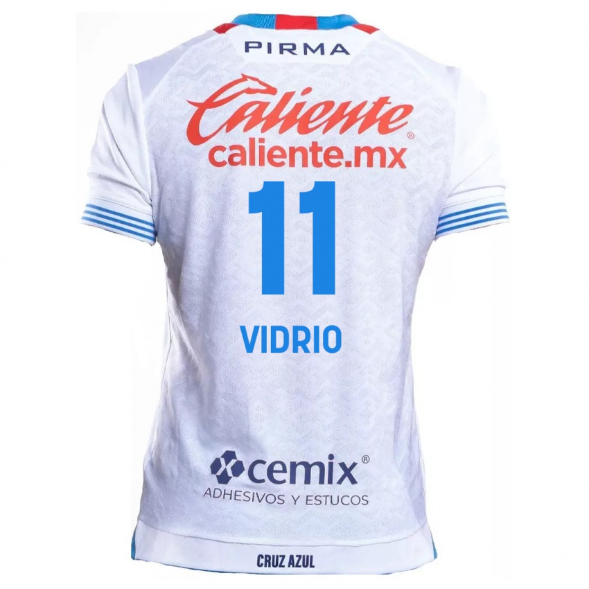 Bambino Maglia Nailea Vidrio #11 Bianco Blu Kit Gara Away 2024/25 Maglietta