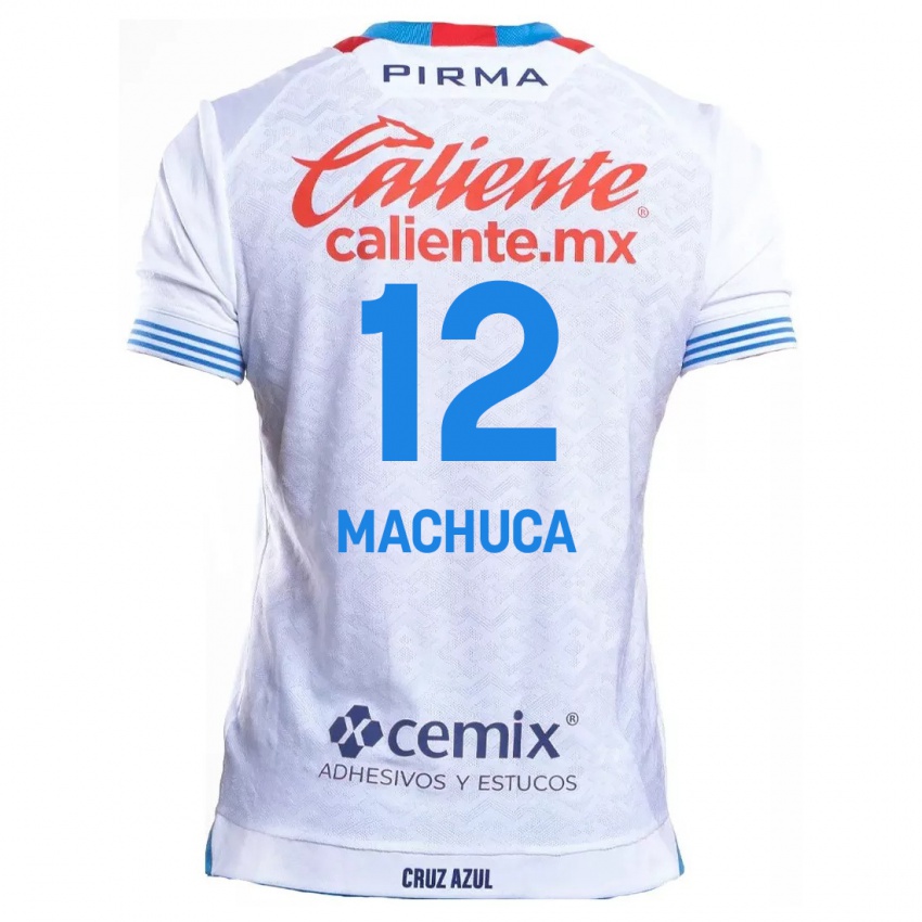 Bambino Maglia Gabriela Machuca #12 Bianco Blu Kit Gara Away 2024/25 Maglietta