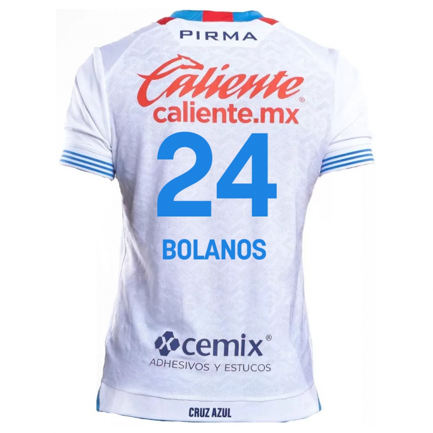 Bambino Maglia Jatziry Bolanos #24 Bianco Blu Kit Gara Away 2024/25 Maglietta