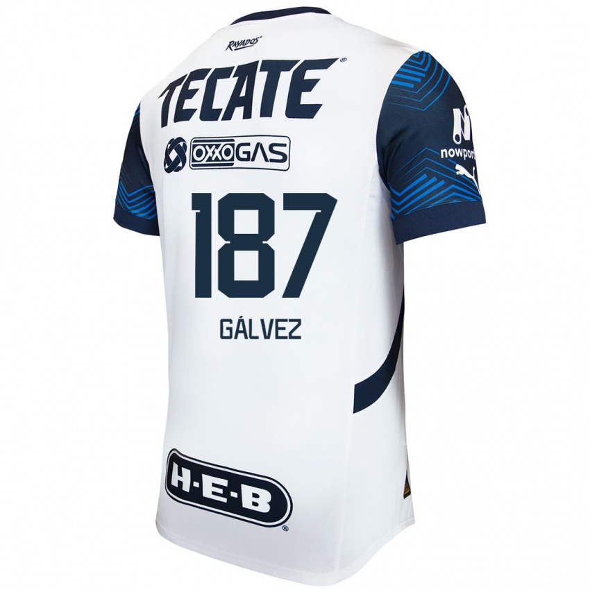 Bambino Maglia Omar Gálvez #187 Bianco Blu Kit Gara Away 2024/25 Maglietta