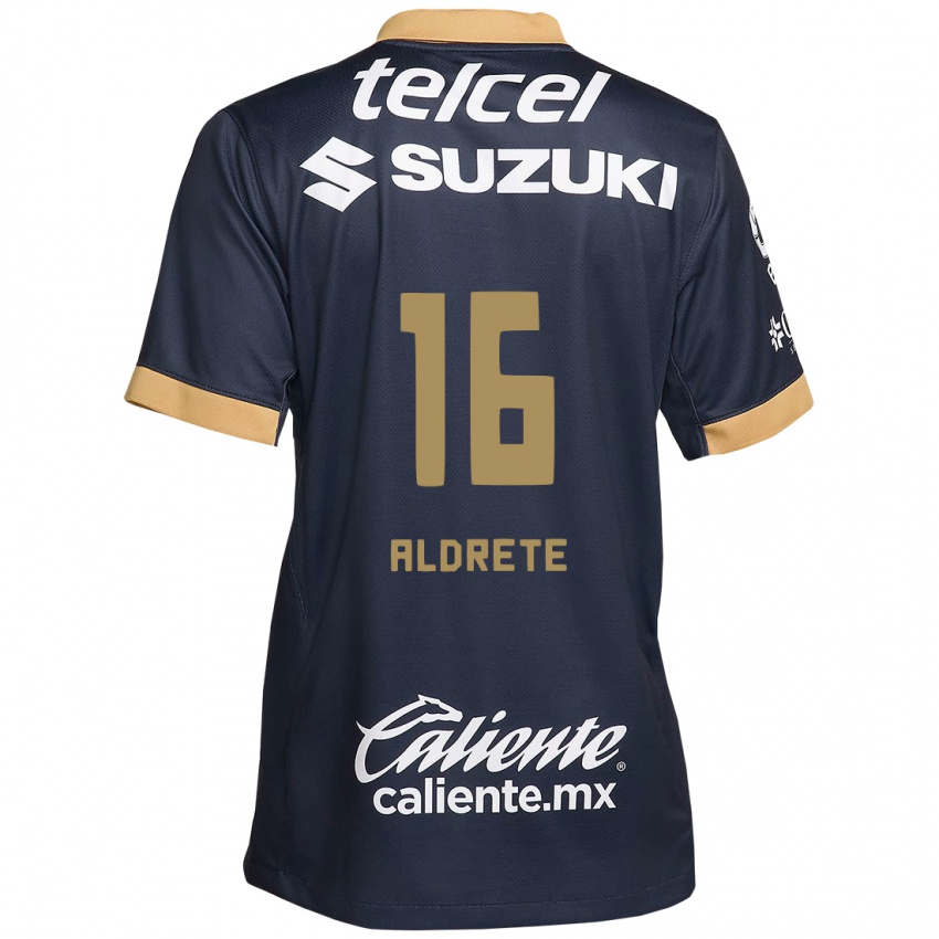 Bambino Maglia Adrian Aldrete #16 Ossidiana Oro Bianco Kit Gara Away 2024/25 Maglietta