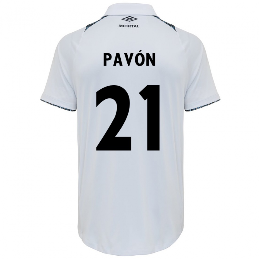 Bambino Maglia Cristian Pavon #21 Bianco Blu Kit Gara Away 2024/25 Maglietta