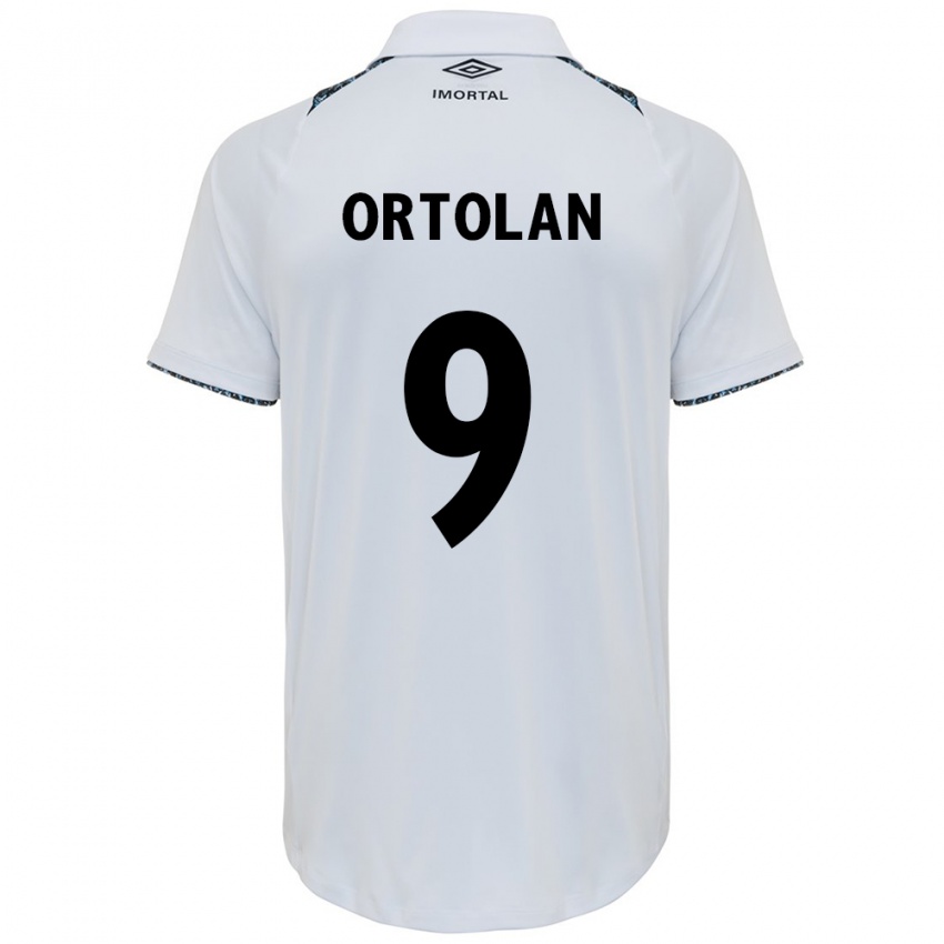 Bambino Maglia Dani Ortolan #9 Bianco Blu Kit Gara Away 2024/25 Maglietta