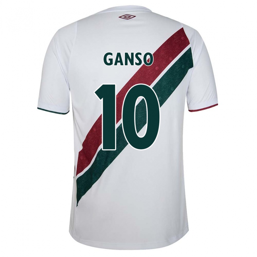 Bambino Maglia Ganso #10 Bianco Verde Marrone Kit Gara Away 2024/25 Maglietta