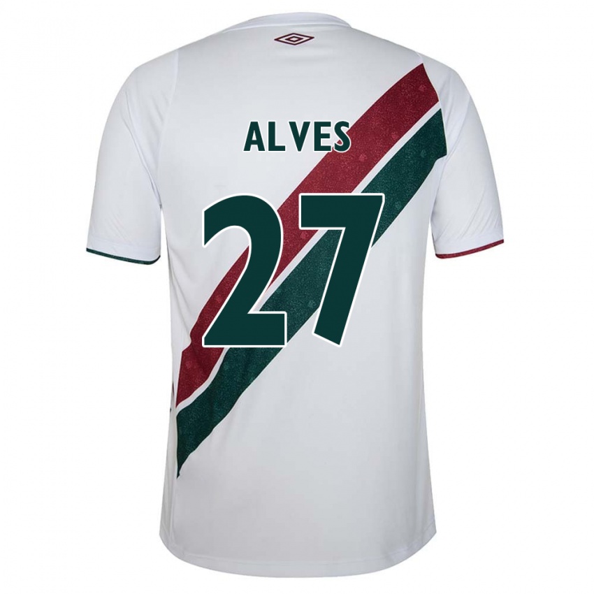 Bambino Maglia Felipe Alves #27 Bianco Verde Marrone Kit Gara Away 2024/25 Maglietta