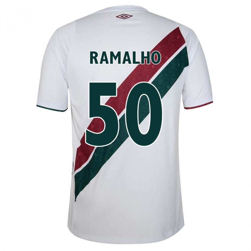 Bambino Maglia Gustavo Ramalho #50 Bianco Verde Marrone Kit Gara Away 2024/25 Maglietta