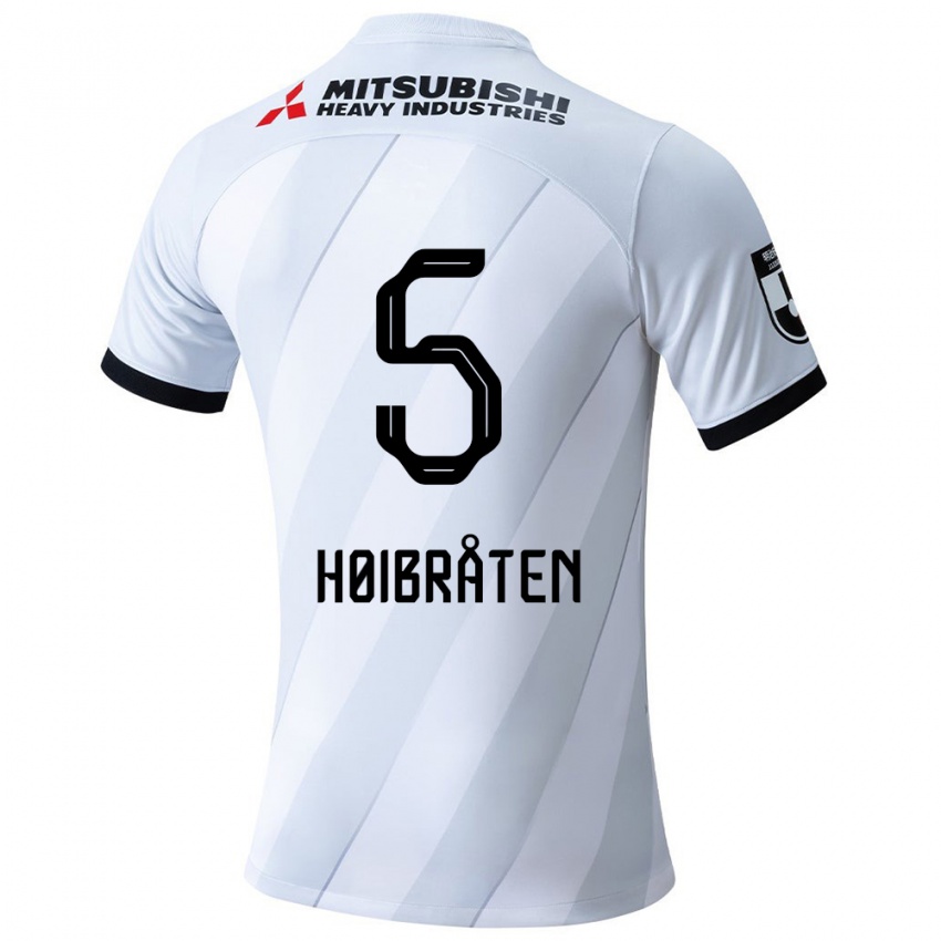 Bambino Maglia Marius Høibråten #5 Bianco Grigio Kit Gara Away 2024/25 Maglietta