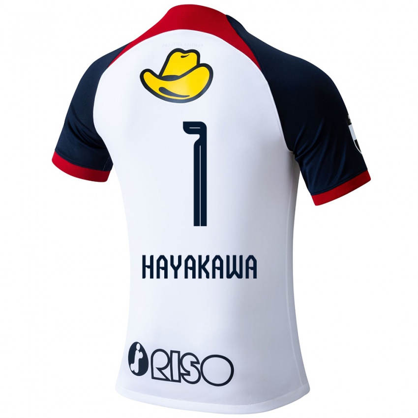 Bambino Maglia Tomoki Hayakawa #1 Bianco Blu Rosso Kit Gara Away 2024/25 Maglietta