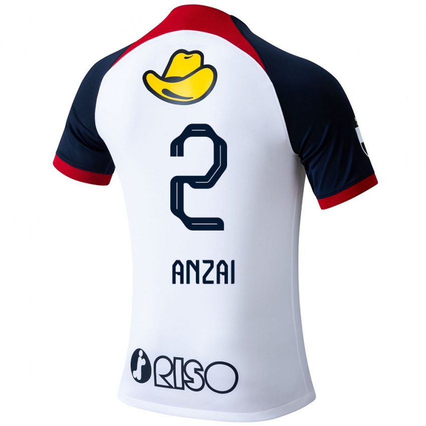 Bambino Maglia Koki Anzai #2 Bianco Blu Rosso Kit Gara Away 2024/25 Maglietta