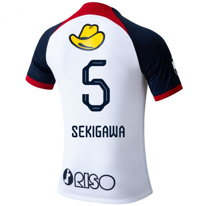 Bambino Maglia Ikuma Sekigawa #5 Bianco Blu Rosso Kit Gara Away 2024/25 Maglietta