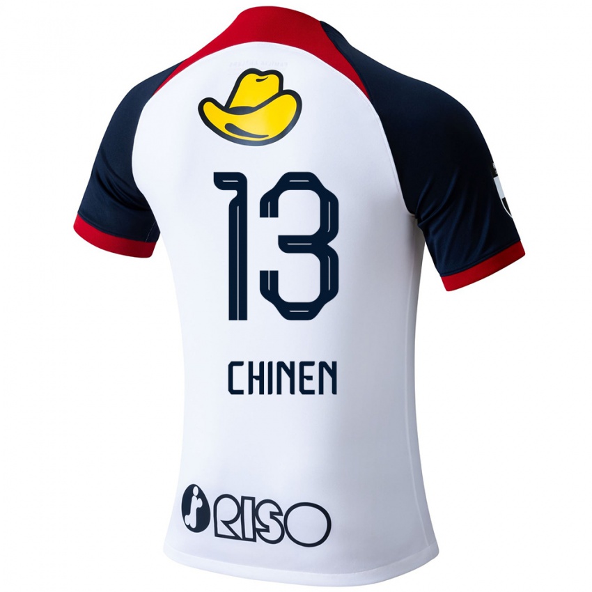 Bambino Maglia Kei Chinen #13 Bianco Blu Rosso Kit Gara Away 2024/25 Maglietta