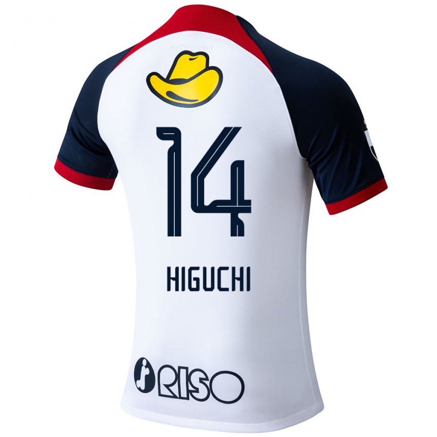 Bambino Maglia Yuta Higuchi #14 Bianco Blu Rosso Kit Gara Away 2024/25 Maglietta