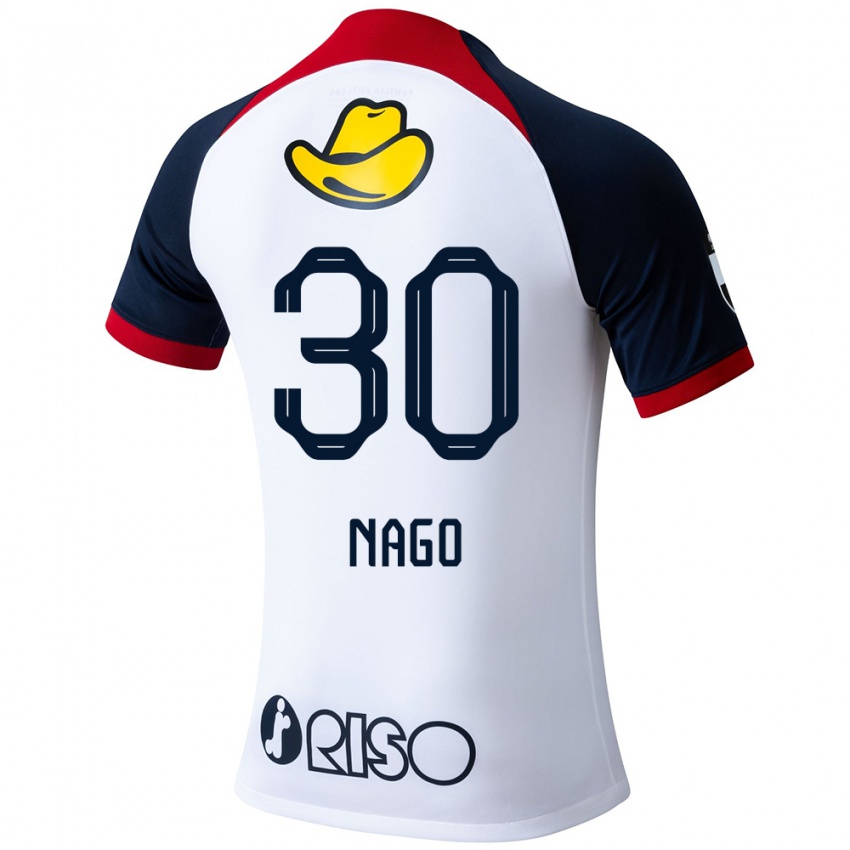 Bambino Maglia Shintaro Nago #30 Bianco Blu Rosso Kit Gara Away 2024/25 Maglietta