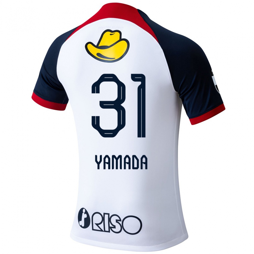 Bambino Maglia Taiki Yamada #31 Bianco Blu Rosso Kit Gara Away 2024/25 Maglietta