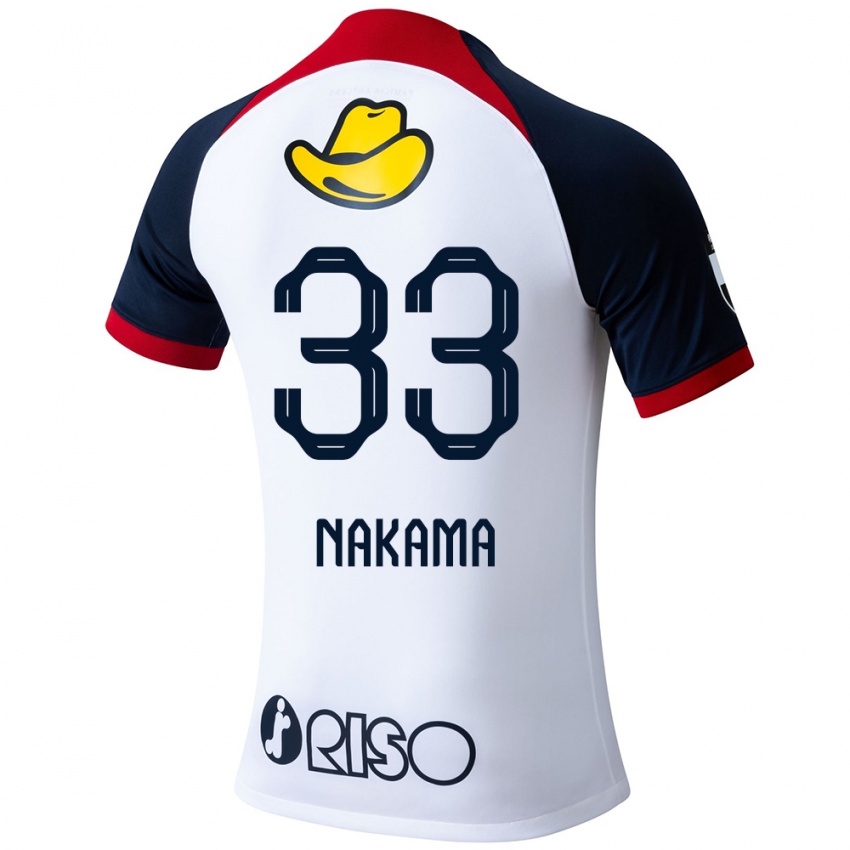 Bambino Maglia Hayato Nakama #33 Bianco Blu Rosso Kit Gara Away 2024/25 Maglietta