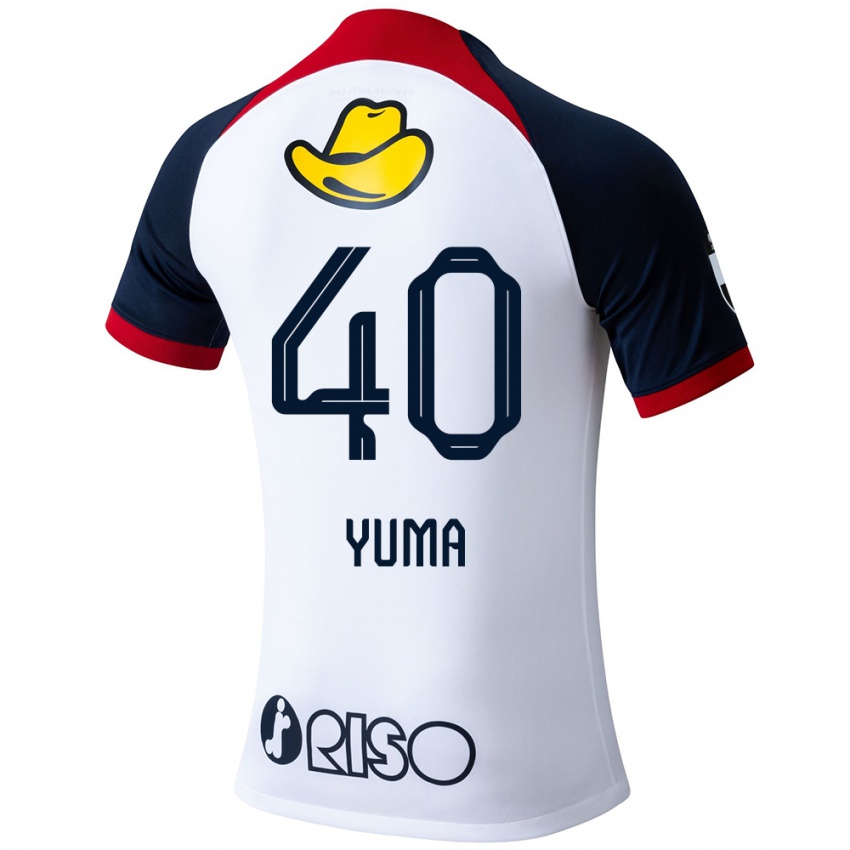 Bambino Maglia Yuma Suzuki #40 Bianco Blu Rosso Kit Gara Away 2024/25 Maglietta