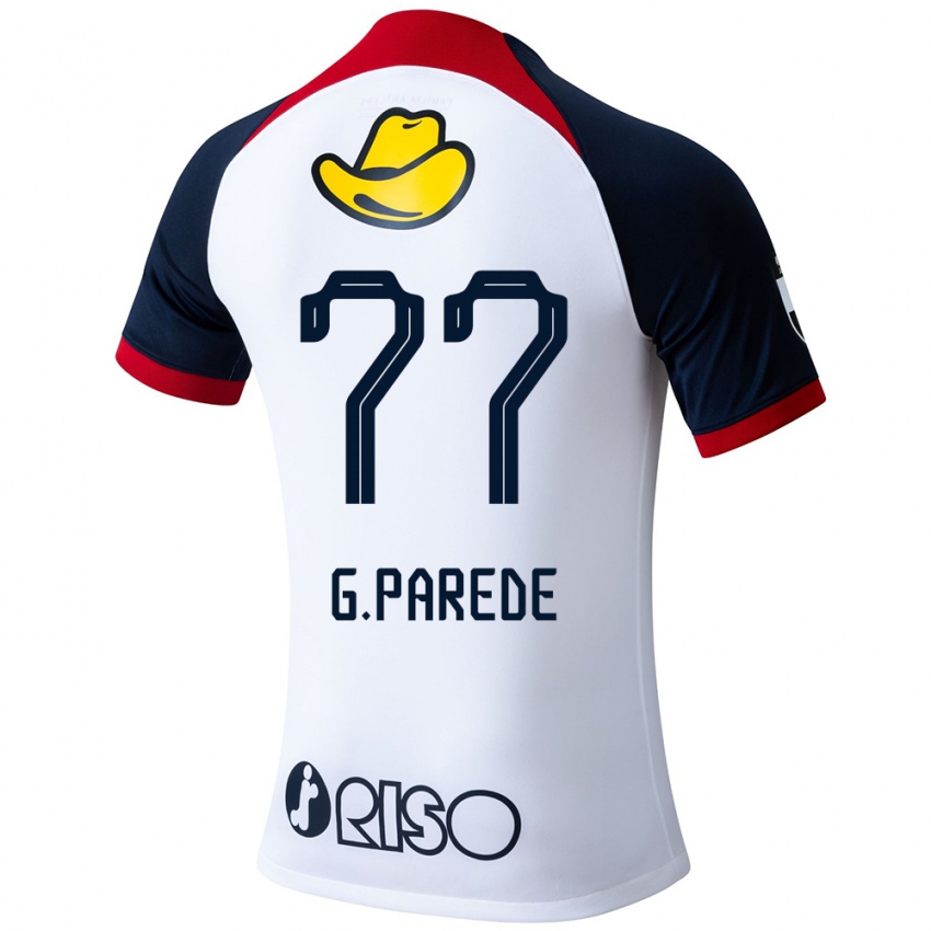 Bambino Maglia Guilherme Parede #77 Bianco Blu Rosso Kit Gara Away 2024/25 Maglietta