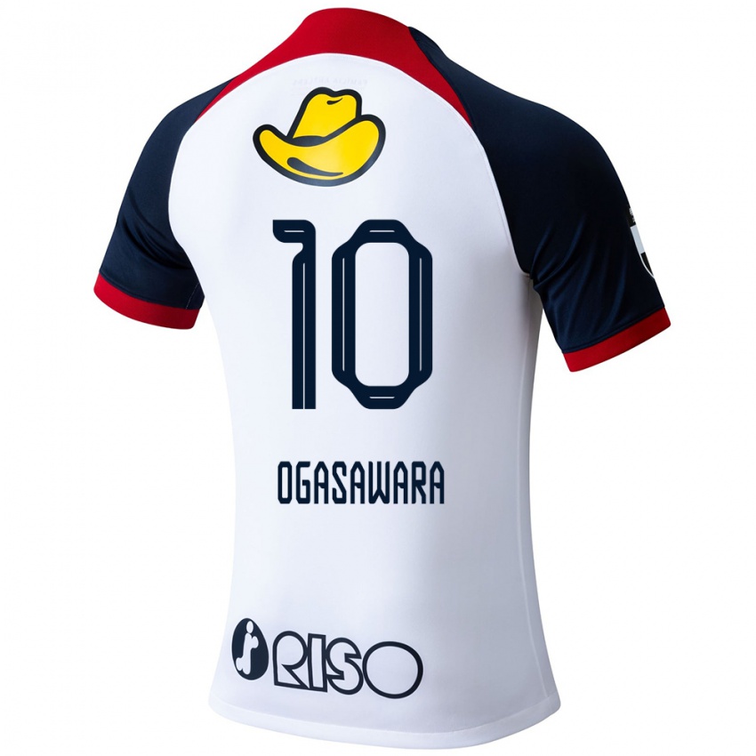 Bambino Maglia Shoma Ogasawara #10 Bianco Blu Rosso Kit Gara Away 2024/25 Maglietta