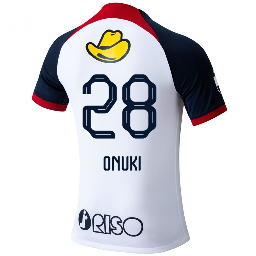 Bambino Maglia Rui Onuki #28 Bianco Blu Rosso Kit Gara Away 2024/25 Maglietta