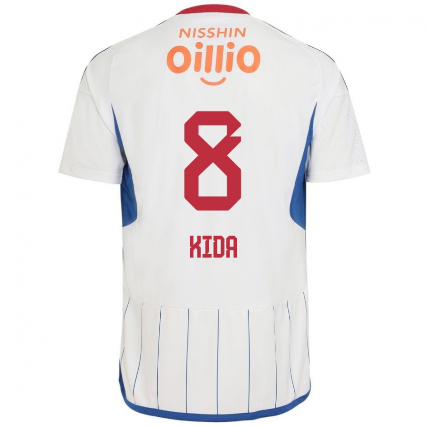 Bambino Maglia Takuya Kida #8 Bianco Blu Rosso Kit Gara Away 2024/25 Maglietta