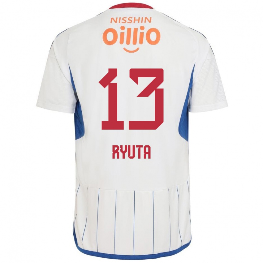 Bambino Maglia Ryuta Koike #13 Bianco Blu Rosso Kit Gara Away 2024/25 Maglietta