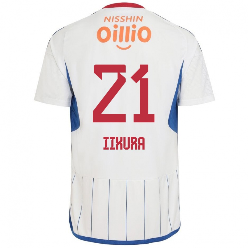 Bambino Maglia Hiroki Iikura #21 Bianco Blu Rosso Kit Gara Away 2024/25 Maglietta