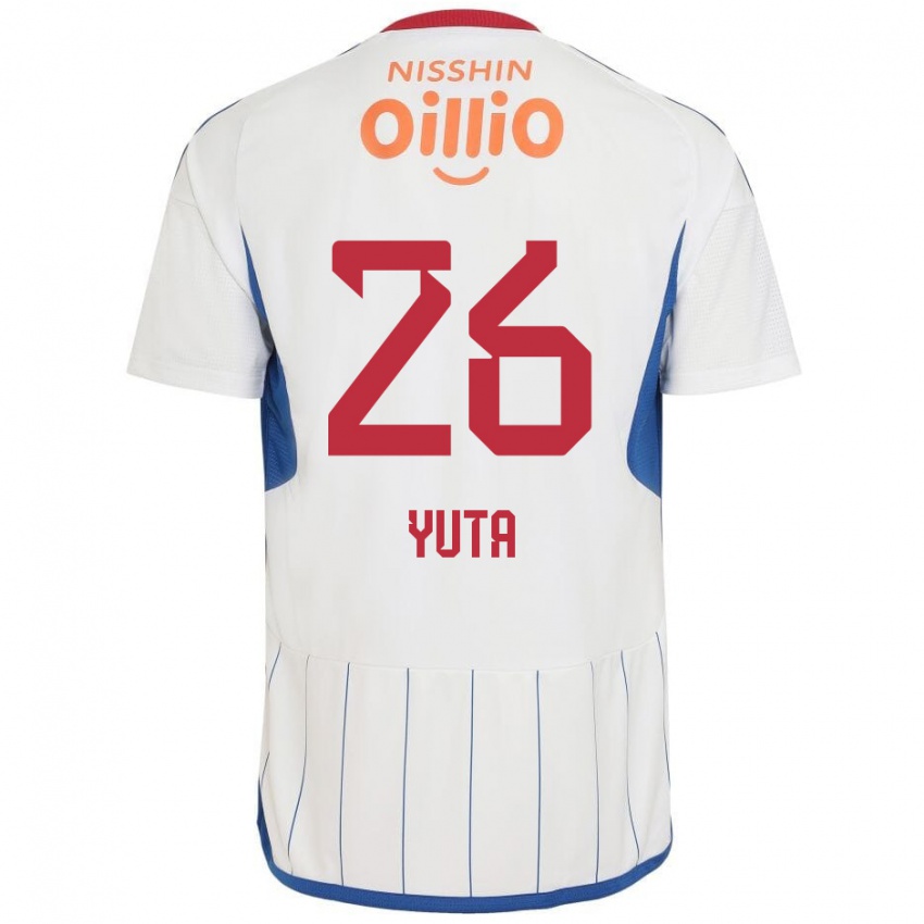 Bambino Maglia Yuta Koike #26 Bianco Blu Rosso Kit Gara Away 2024/25 Maglietta