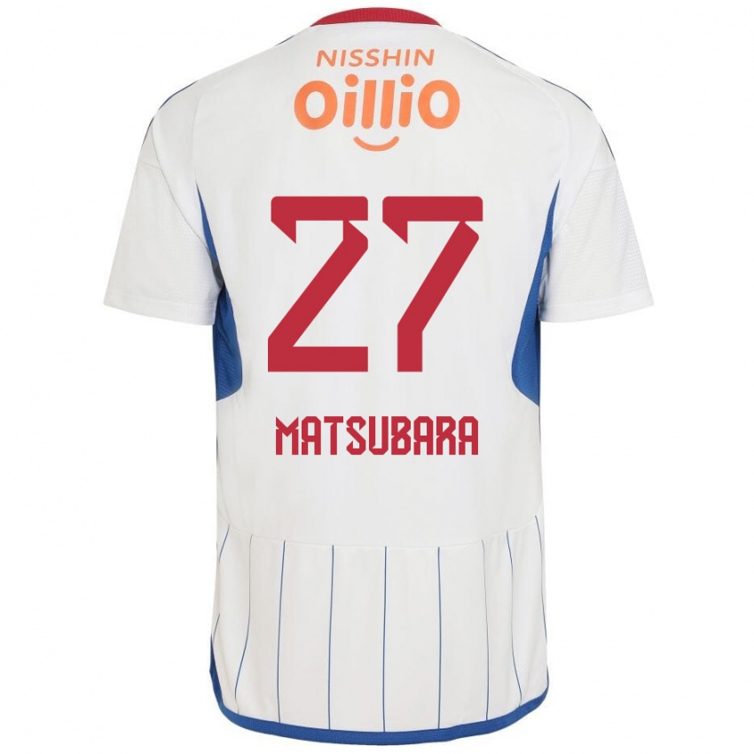 Bambino Maglia Ken Matsubara #27 Bianco Blu Rosso Kit Gara Away 2024/25 Maglietta