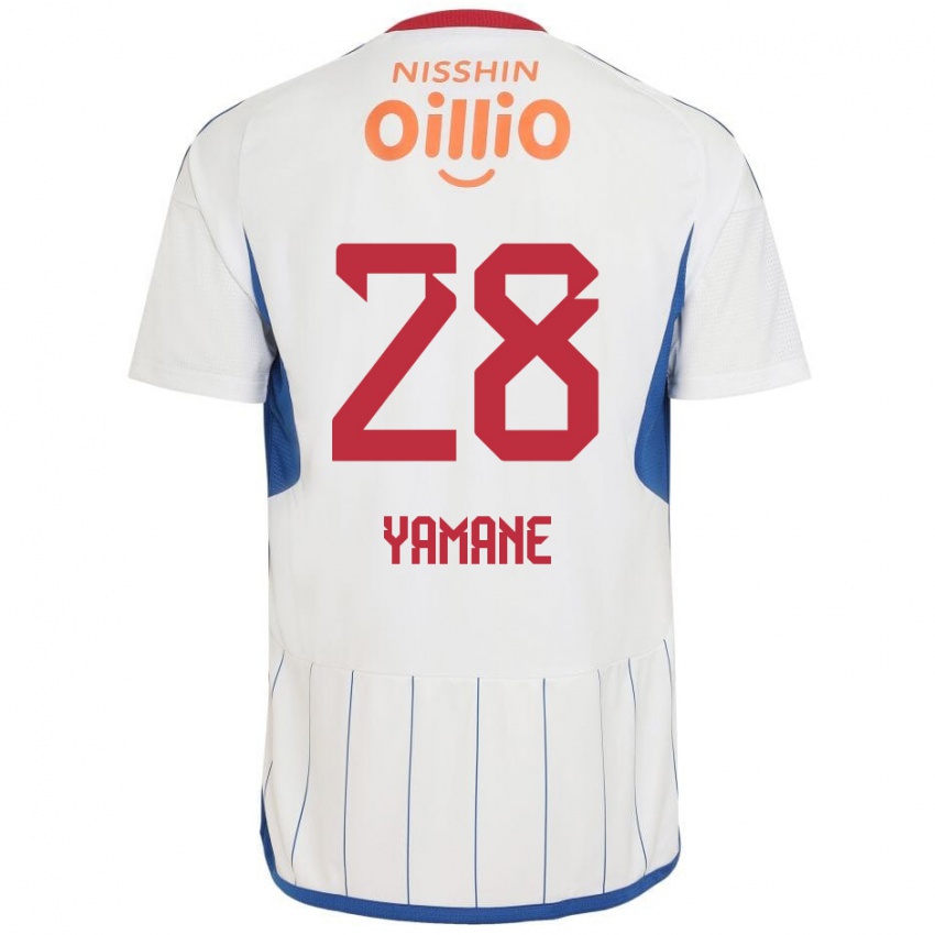 Bambino Maglia Riku Yamane #28 Bianco Blu Rosso Kit Gara Away 2024/25 Maglietta