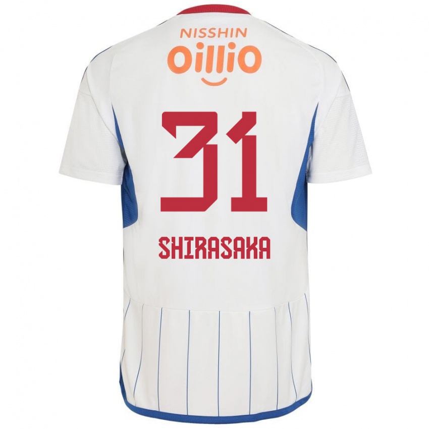 Bambino Maglia Fuma Shirasaka #31 Bianco Blu Rosso Kit Gara Away 2024/25 Maglietta