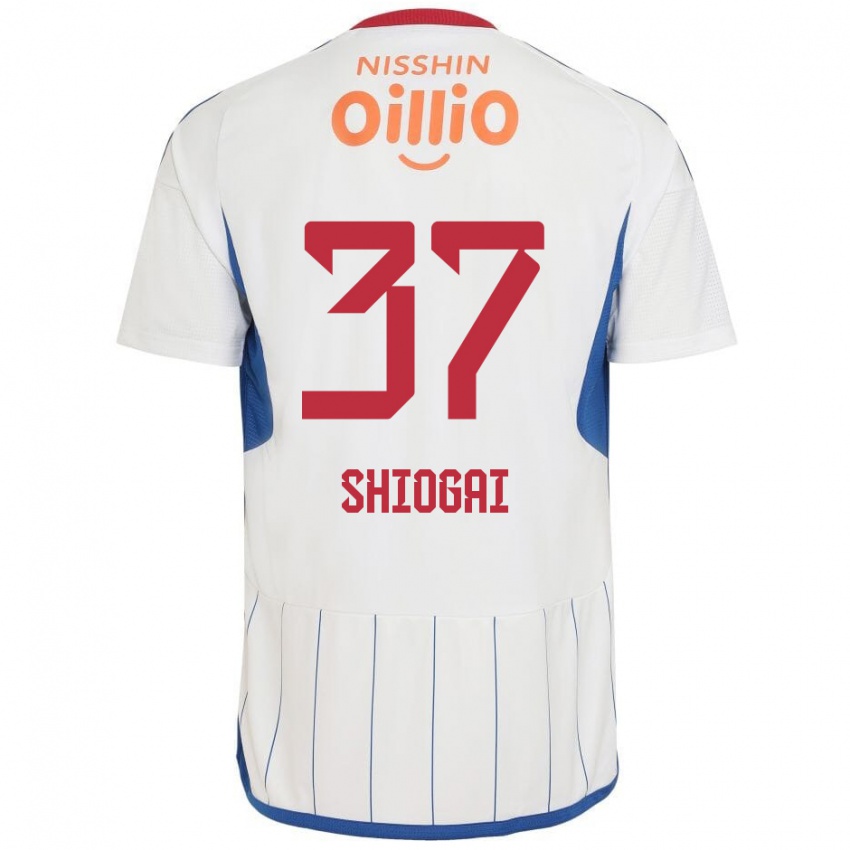 Bambino Maglia Kento Shiogai #37 Bianco Blu Rosso Kit Gara Away 2024/25 Maglietta