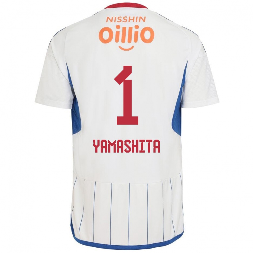 Bambino Maglia Shoma Yamashita #1 Bianco Blu Rosso Kit Gara Away 2024/25 Maglietta