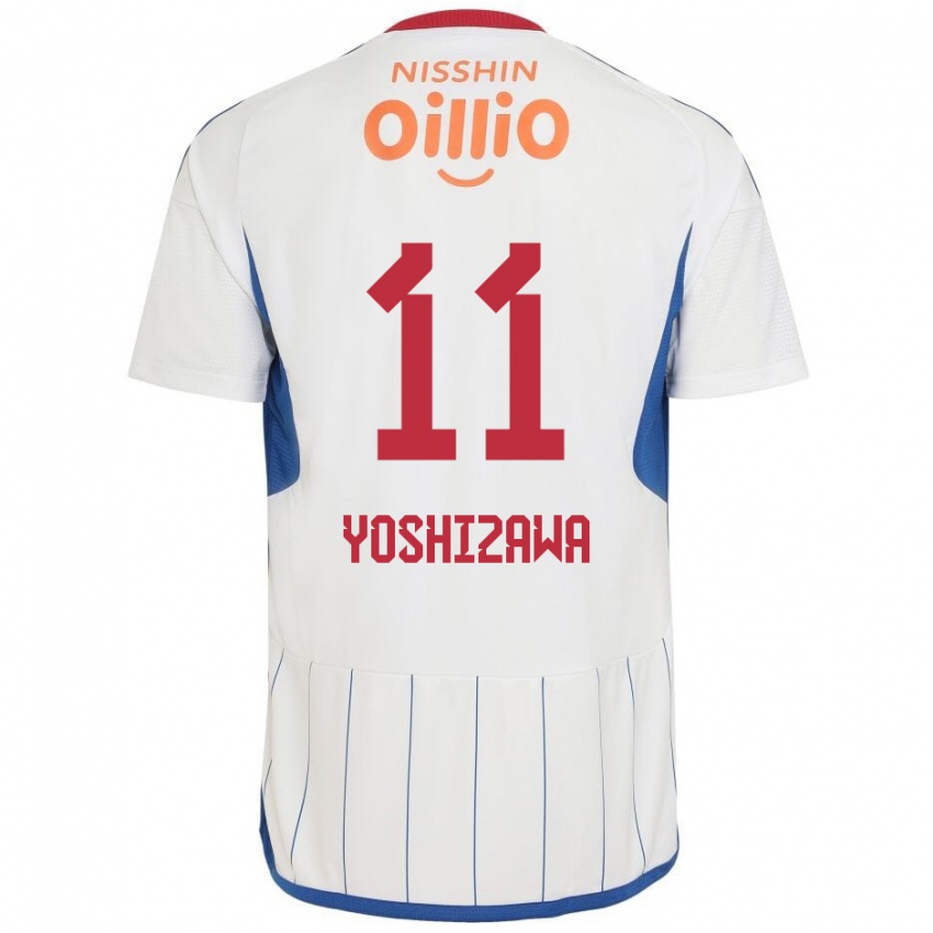 Bambino Maglia Mirai Yoshizawa #11 Bianco Blu Rosso Kit Gara Away 2024/25 Maglietta