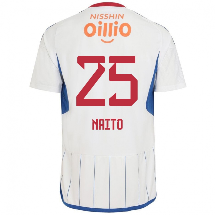 Bambino Maglia Kiyomu Naito #25 Bianco Blu Rosso Kit Gara Away 2024/25 Maglietta