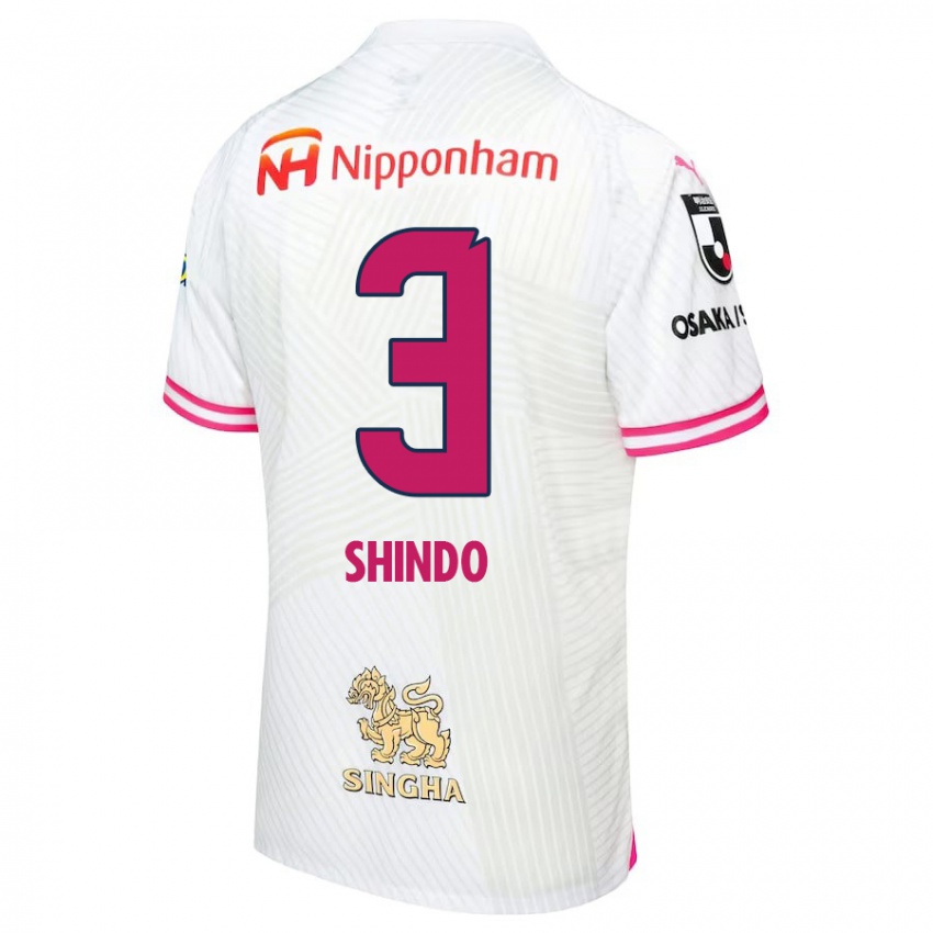 Bambino Maglia Ryosuke Shindo #3 Bianco Rosa Kit Gara Away 2024/25 Maglietta