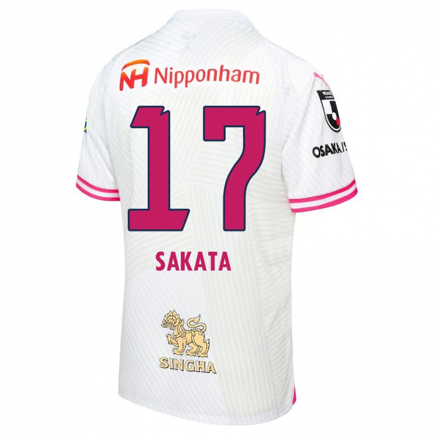 Bambino Maglia Reiya Sakata #17 Bianco Rosa Kit Gara Away 2024/25 Maglietta