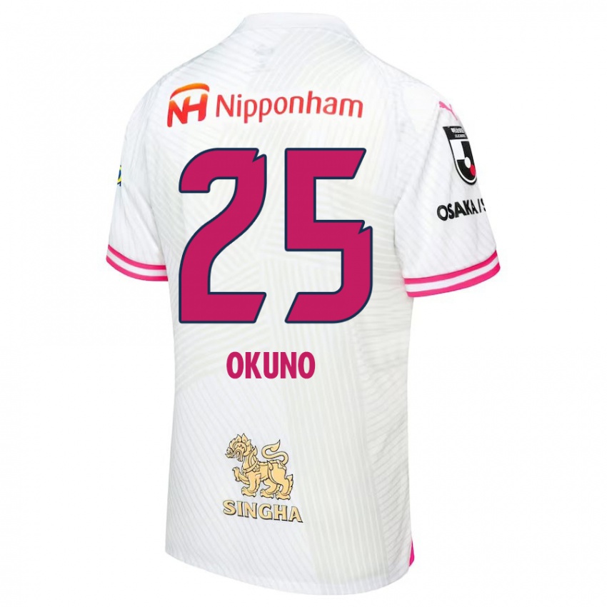 Bambino Maglia Hiroaki Okuno #25 Bianco Rosa Kit Gara Away 2024/25 Maglietta