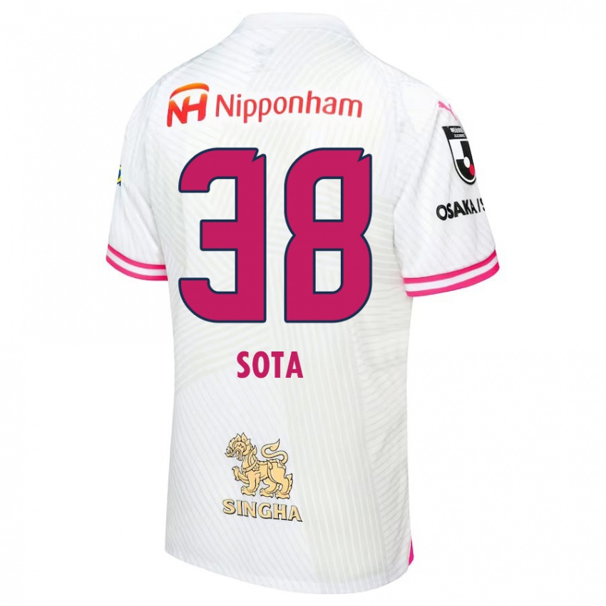 Bambino Maglia Sota Kitano #38 Bianco Rosa Kit Gara Away 2024/25 Maglietta